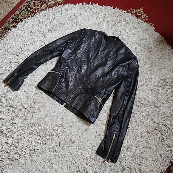 Blumarine Blugirl Black Lamb Leather Jacket Moto Motorcycle Made in Italy Medium - Picture 13 of 13